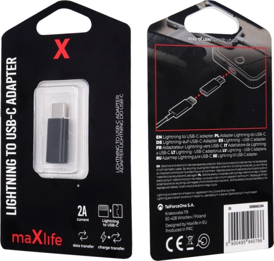 Maxlife Lightning–USB‑C adapter