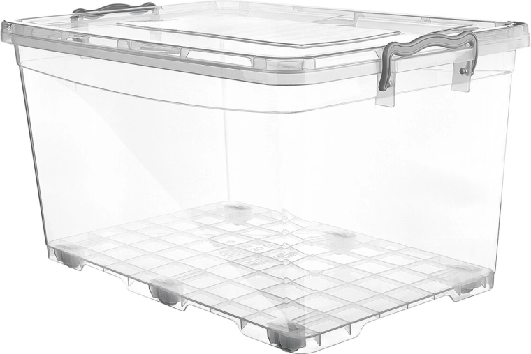Műanyag tárolódoboz Multi, téglalap alakú, kerekekkel, magas, 50 l