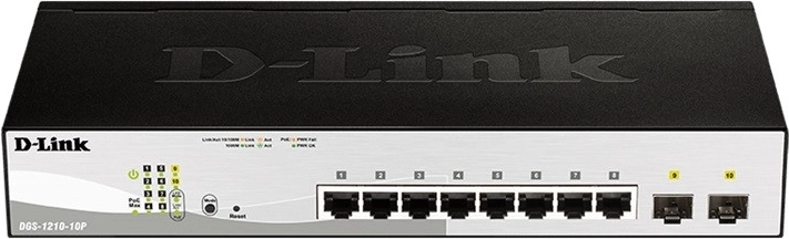 DGS-1210-10P kapcsoló 8 GE PoE és 2 SFP porttal