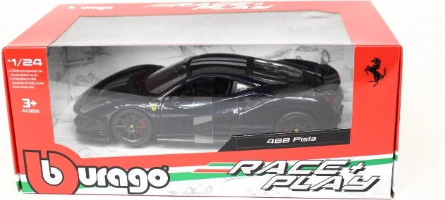 Bburago Ferrari 488 Pista kék színben ezüst csíkokkal 1:24