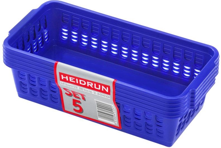 HEIDRUN műanyag kosarak 20,5 × 10 × 6,5 cm, 5 db-os szett, vegyes színek