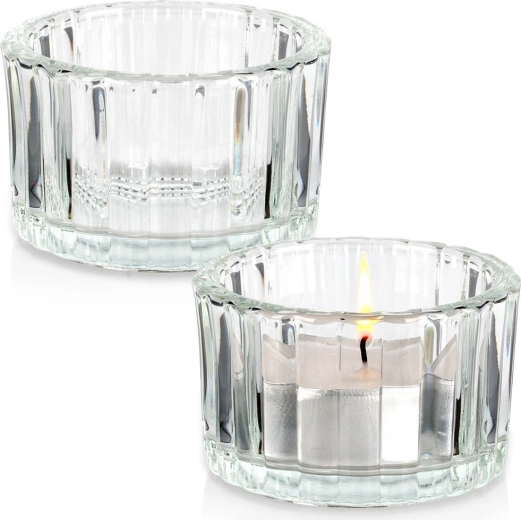 Üveg mécsestartók tealight gyertyákhoz 5,7 cm, 2 darabos készlet