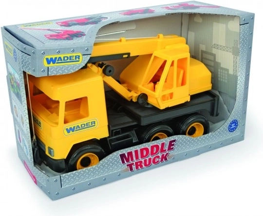 Műanyag darus autó Middle Truck 40 cm, sárga – WADER