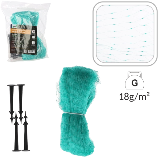 Madárháló 8 × 14 m, zöld, cövekekkel