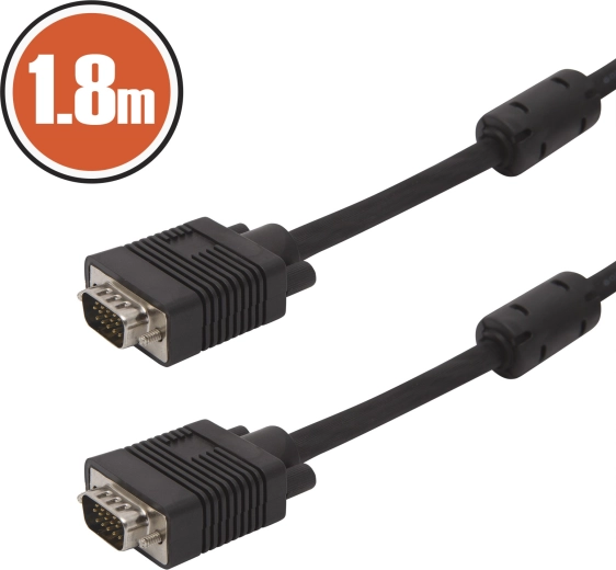 VGA-kábel monitorhoz, 1,8 m, fekete