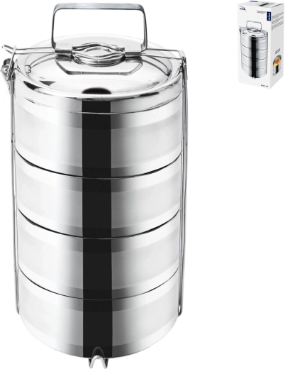 Orion rozsdamentes termikus ételhordó 4 szintes, 4 × 1,1 l