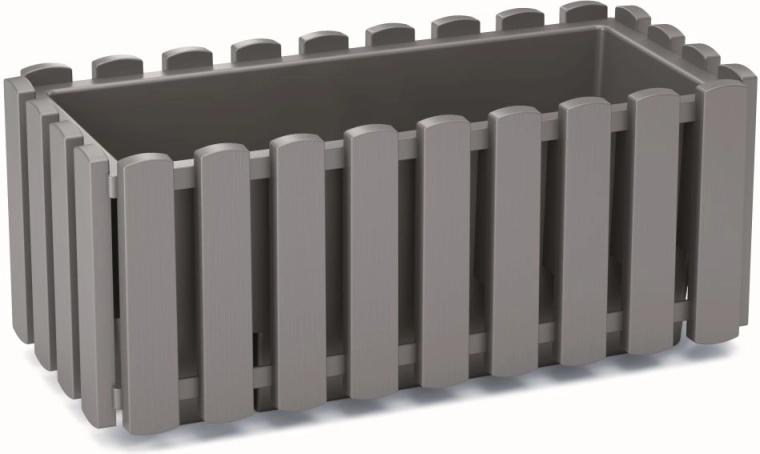 Műanyag ládika léces dizájnnal, 38 cm – szürke kő