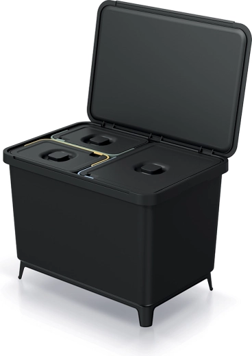 SYSTEMA szelektív szemetes 23 + 2×10 l, fekete, újrahasznosított műanyag