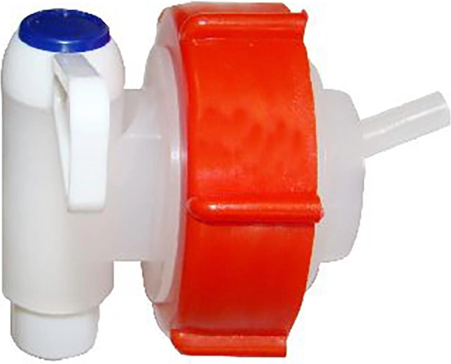 Záróelem leeresztő csappal 15–25 l-es kannákhoz és SDH 40–50 l hordókhoz, műanyag