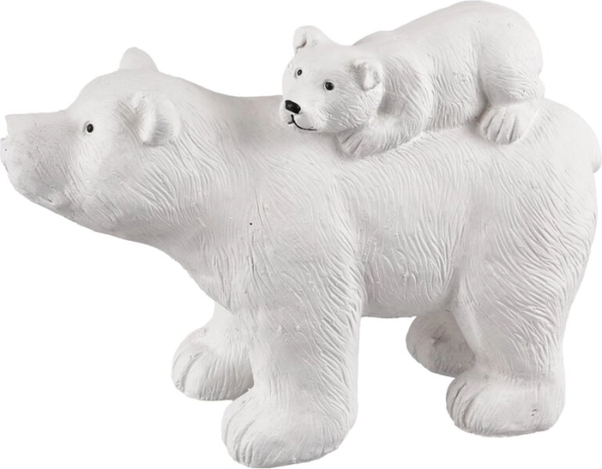 Dekoratív jegesmedve-szobor polystone-ból, fehér, 35 cm