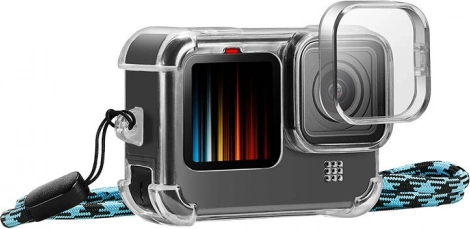 Védő Tok Objektív Federéllel és Nyakpánttal GoPro Hero 9 / 10 / 11 számára