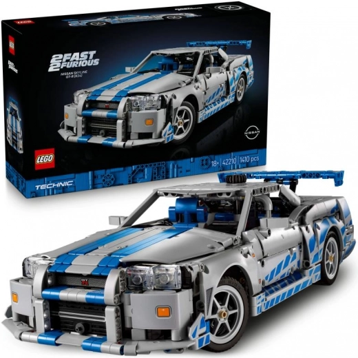 Technic Nissan Skyline GT‑R (R34) a Halálos iramban filmből – driftelő modell felnőtteknek