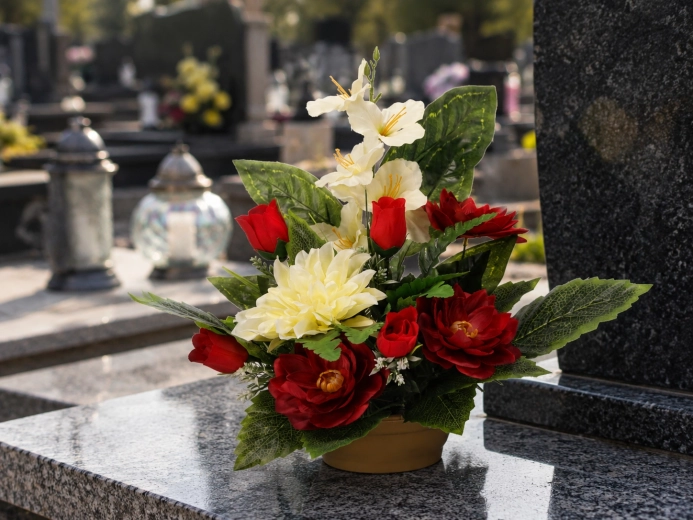 Méltóságteljes dekoráció a kegyeleti helyre