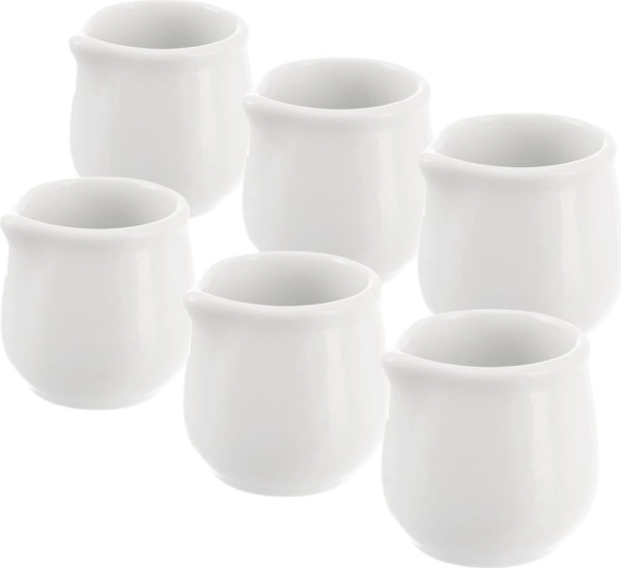 MONA porcelán mini tejkiöntők, fehér, 20 ml, 6 darabos készlet