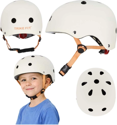 Trike Fix gyermek kerékpáros sisak LED-del, állítható, S méret (48–54 cm), bézs