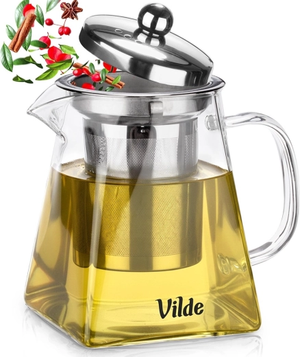 Üveg teáskanna rozsdamentes szűrővel 490 ml, hőálló