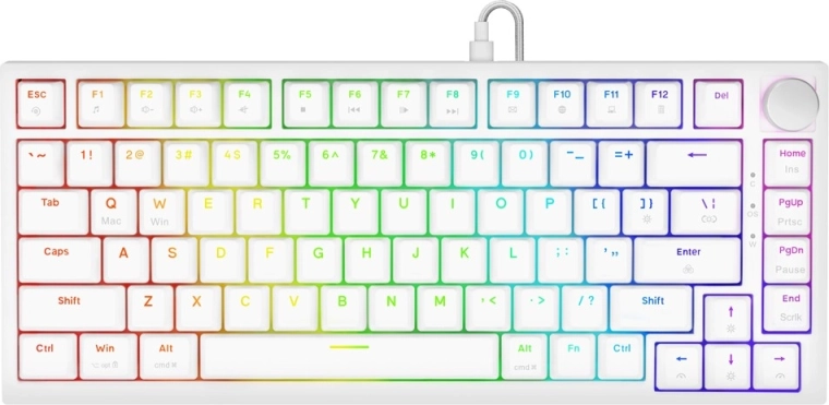 Mágneses gamer billentyűzet Astral White Outemu White Jade kapcsolókkal és RGB-vel