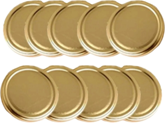 10 db arany színű befőttesüveg fedél (Ø 66 mm), 4 füles