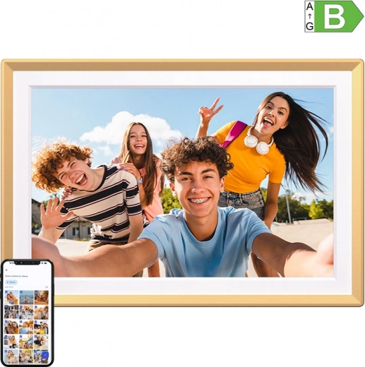 Arzopa D14 Golden digitális képkeret – 14″ Wi‑Fi Full HD érintőkijelzős keret