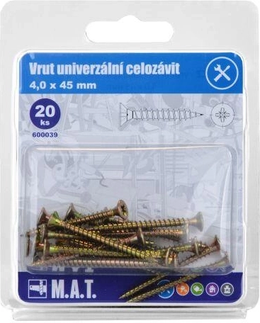 Univerzális teljes menetes csavar 4 × 45 mm, horganyzott, 20 db
