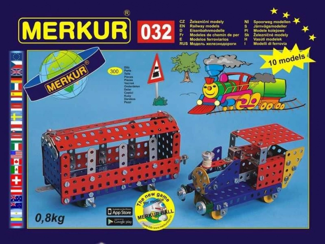 Merkur 032 építőkészlet – vasúti modellek, 10 modell, 300 darab