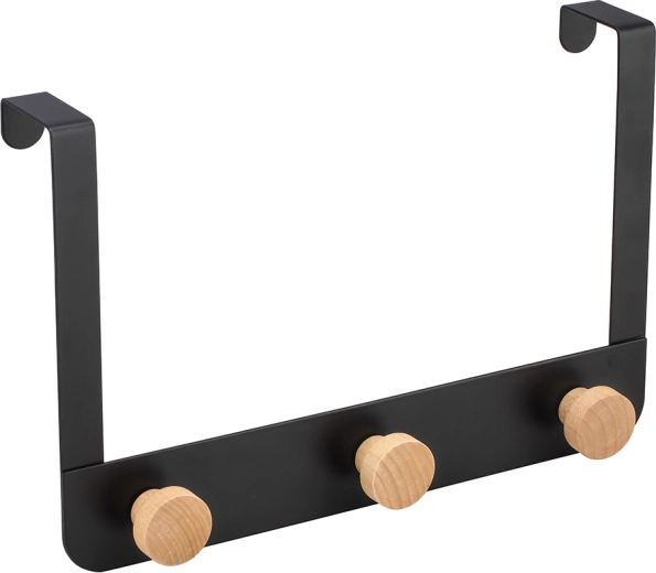 Hármas ajtóra akasztható fogas fémből és bambuszból 30 × 2,5 × 20 cm