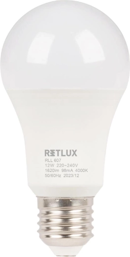 Retlux A60 E27 LED-izzó, 12 W, hideg fehér