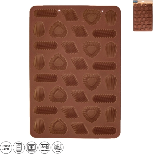 Szilikon forma diókekszhez – 32 db, vegyes formákkal, barna