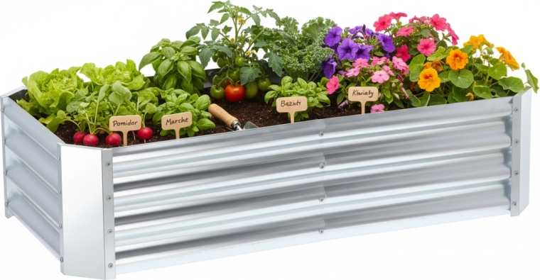 Kerti emelt ágyás 240 × 120 × 30 cm, téglalap alakú, horganyzott acél