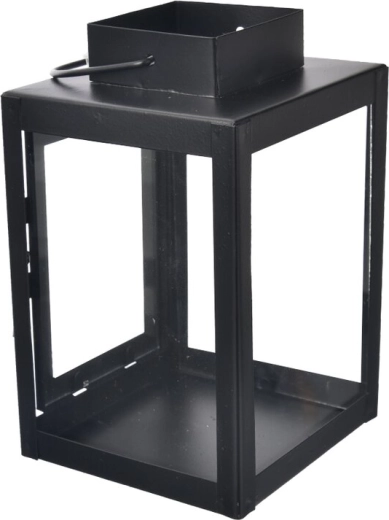 Dekoratív fekete bádoglámpás 16 cm