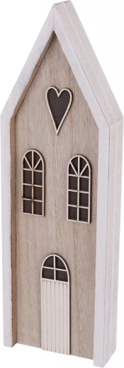Fa dekoratív házikó, bézs, 9 × 3 × 30 cm