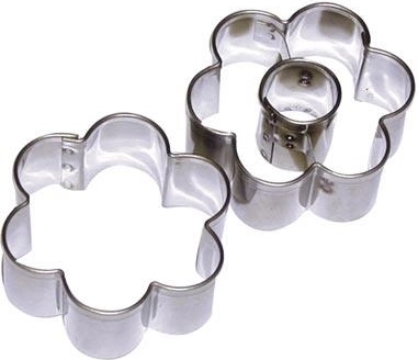 Rozsdamentes virág alakú kiszúró középrésszel 4 cm, 2 darabos készlet