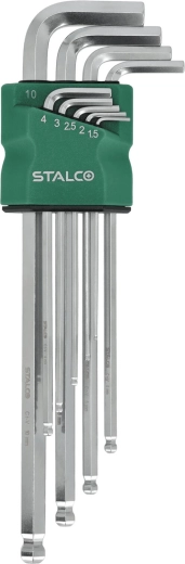 Stalco HEX imbuszkulcs készlet 1,5–10 mm, hosszított gömbvéggel, 9 db