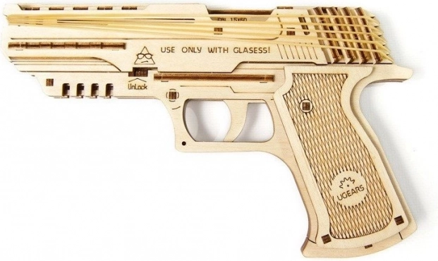 fa 3D puzzle ugears wolf-01 pisztoly