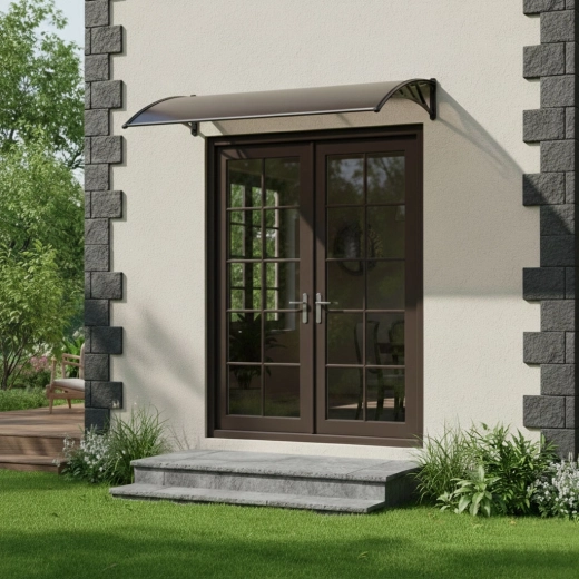 Elegáns védelem az eső és a nap ellen a bejáratnál