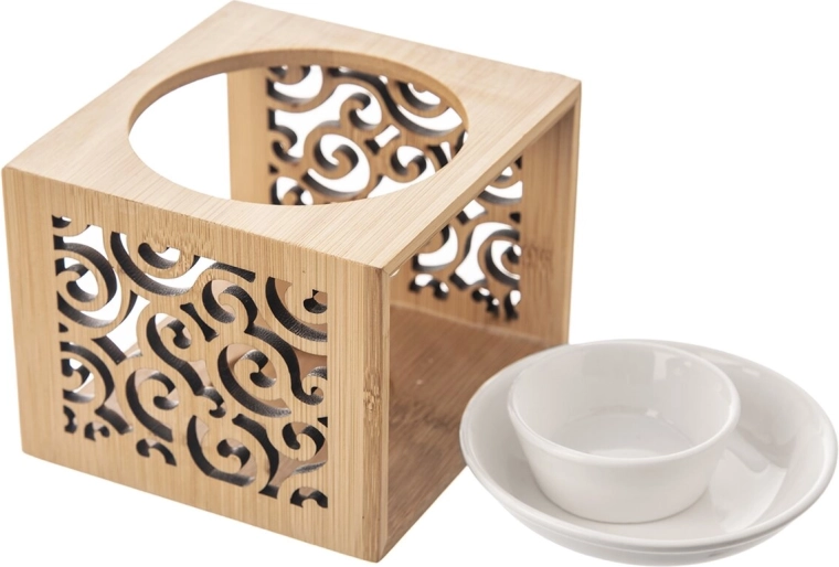 Dekoratív bambusz test porcelán tálkával