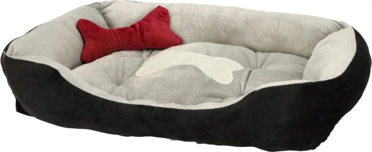 Kutyák és macskák fekhelye, puha téglalap alakú kanapé 60 × 45 cm, fekete–szürke