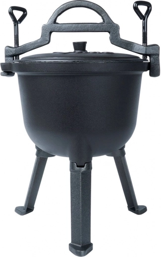 Stabil háromláb a biztonságos főzéshez nyílt láng felett