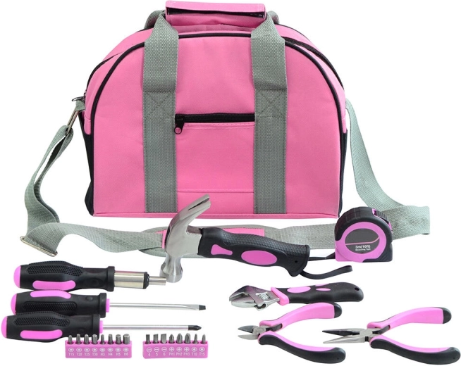 Női szerszámkészlet, 25 darab – rózsaszín táska tartozékokkal