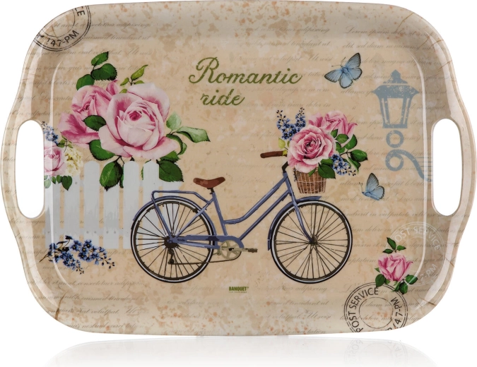 Melamin szervírozótálca Romantic Ride 36 × 25,5 cm fogantyúkkal