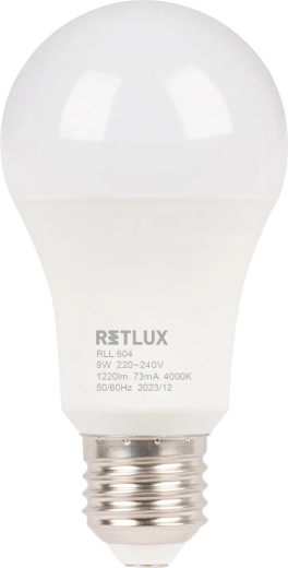RETLUX A60 E27 9 W-os LED-izzó, hideg fehér