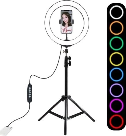 PULUZ 26 cm RGBW körlámpa 1,1 m állvánnyal