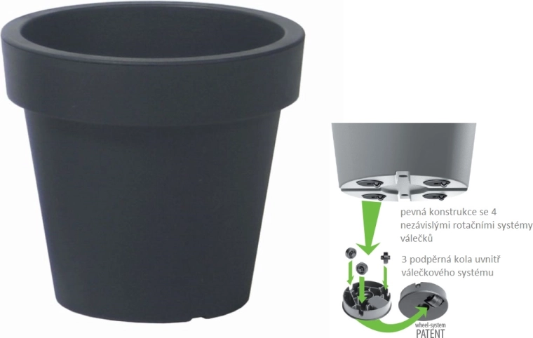 Lofly antracitszürke virágcserép 58,2 cm, kerekekkel