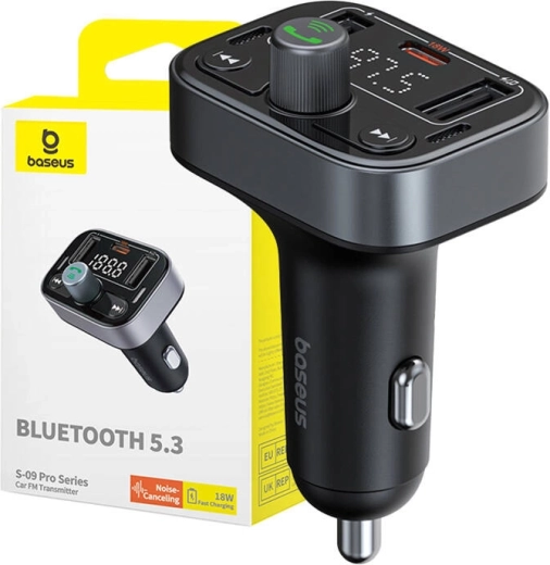 Baseus S-09 Pro Bluetooth FM transzmitter autóba – fekete