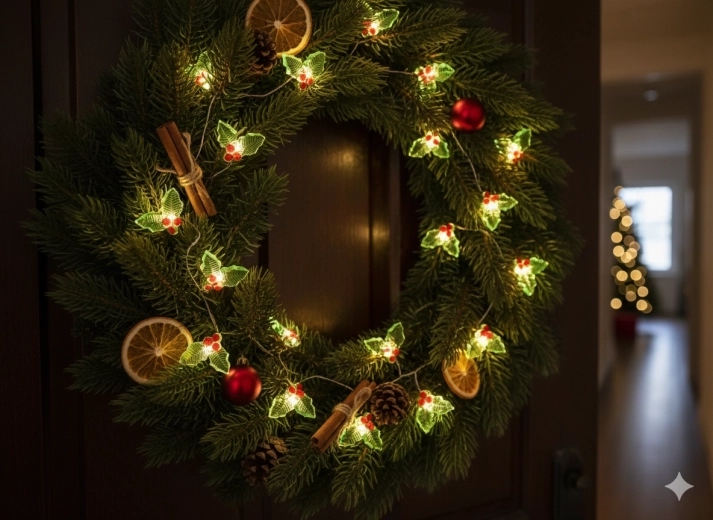 Varázslatos karácsonyi hangulat meleg fénnyel