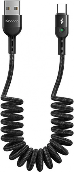 Rugós USB–USB‑C kábel Mcdodo Omega, 1,8 m, fekete