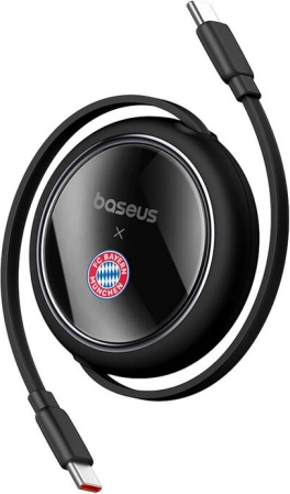 Visszahúzható USB‑C kábel 100 W BASEUS Free2Pull – FC BAYERN Edition, fekete