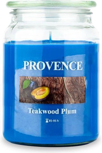 Illatgyertya üvegben PROVENCE teakfa és szilva 95 óra