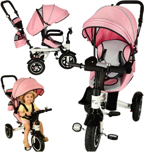 Trikolka Trike Fix V3 3 az 1-ben 360°-ban forgatható üléssel és szabadonfutóval – Rózsaszín