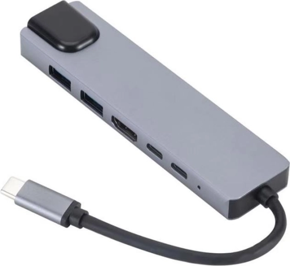 USB‑C hub 6 az 1‑ben HDMI 4K, LAN és PD 55 W